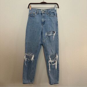 Topshop High Rise Distressed Mom Jean 329